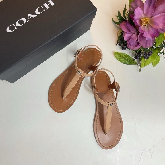Coach Leila Leather Sandal Beechwood Color size 8 - Picture 1 of 8